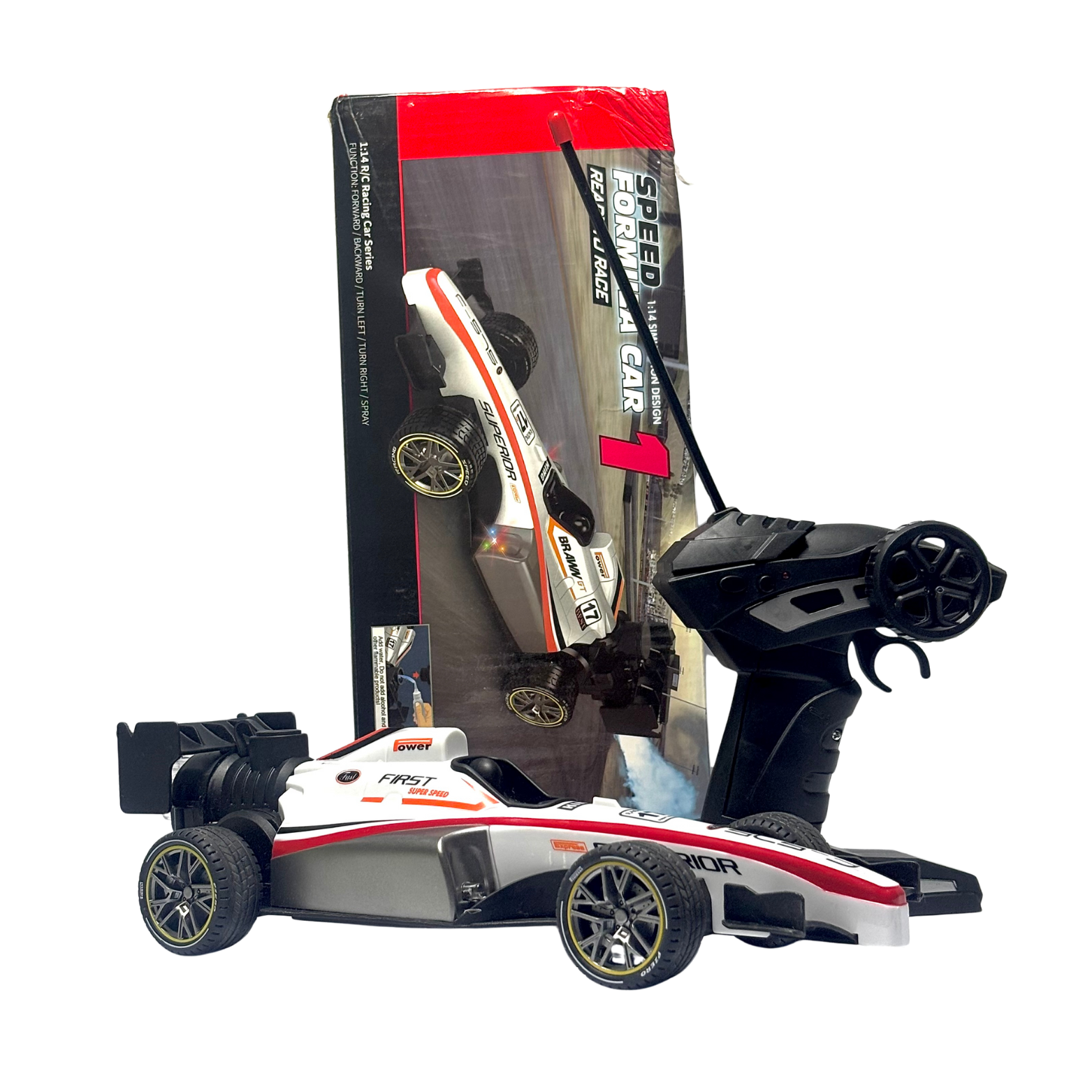 Drift Spray F1 Formula Remote Control Racing Car Rechargeable Multicolor