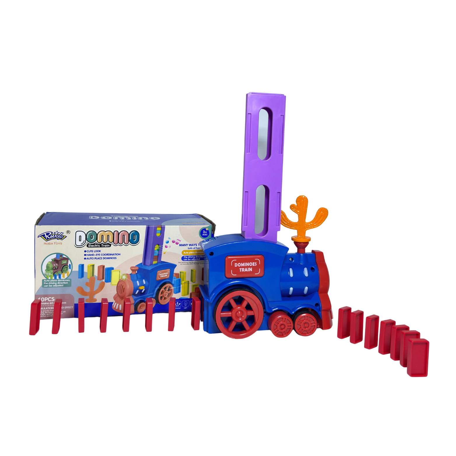 Automatic Domino Brick Laying Toy Train Domino Train Toy Set with 60 PCS Domino Blocks toy for kids Stacking Toys For Kids