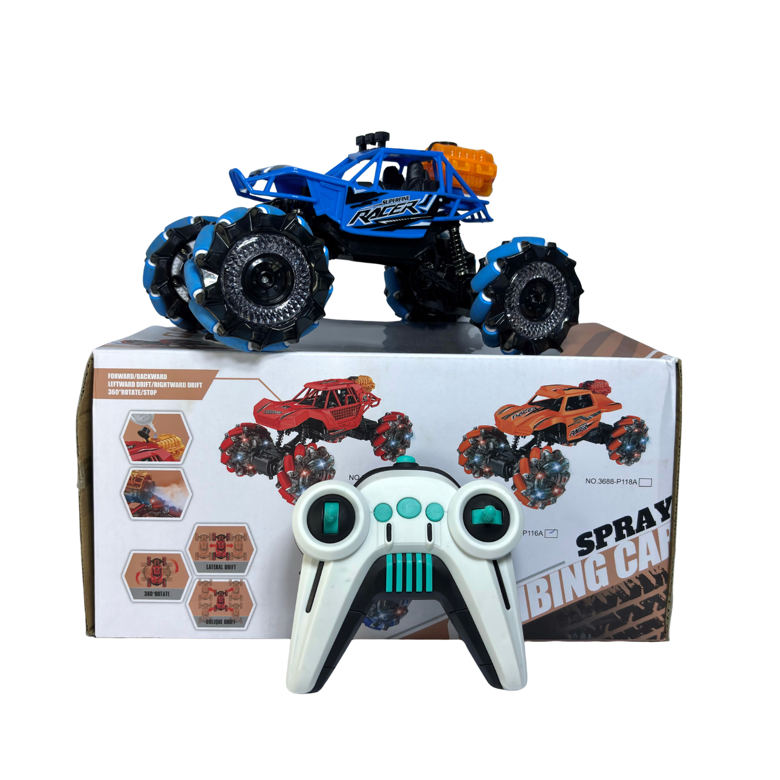 Spray & Climb RC Car for Kids - Remote Control Stunt Car with Real Water Spray & LED Lights | All-Terrain Monster Truck Toy for Boys & Girls | Durable, Drift, Off-Road Adventure Car Gift