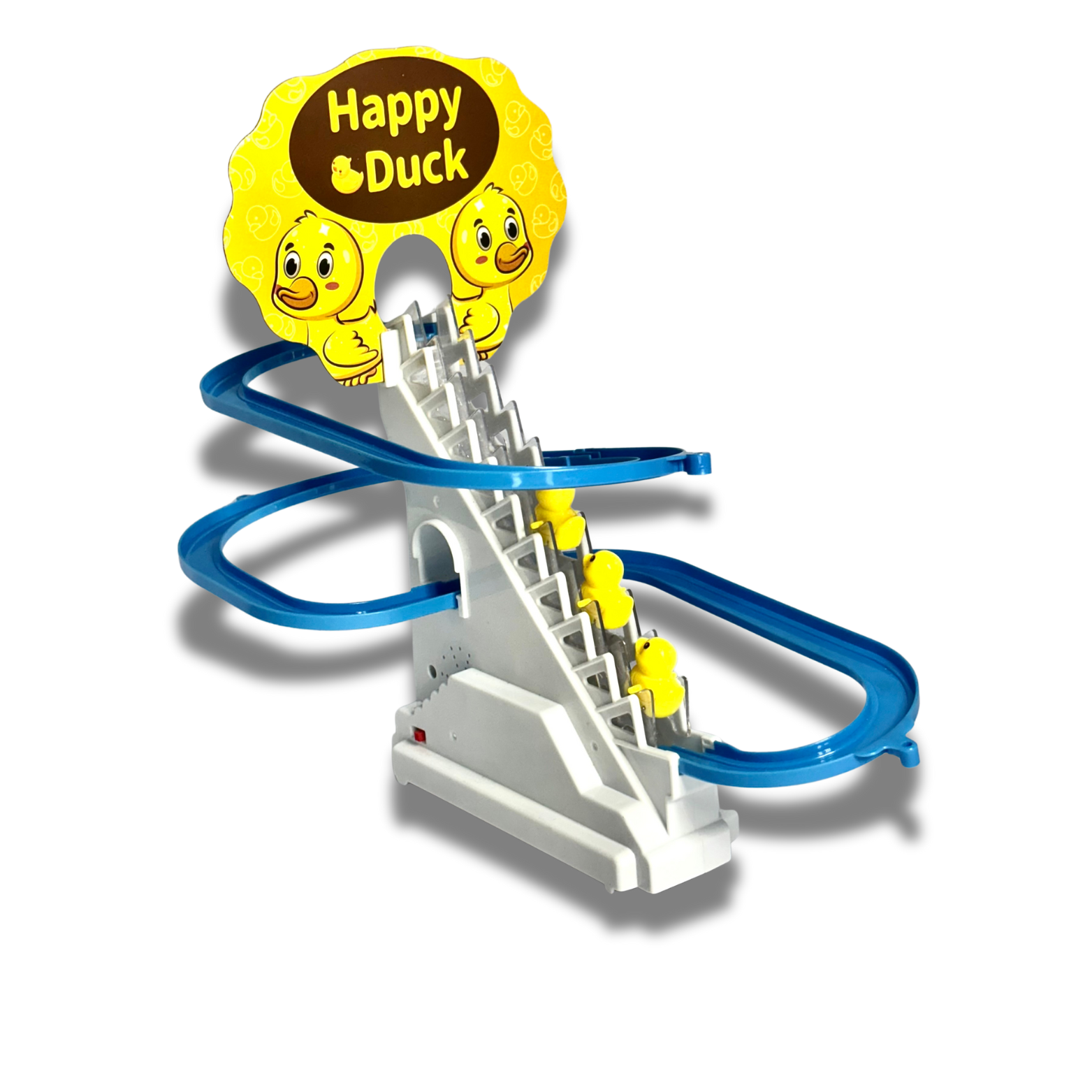 Electric Climbing Duck Toy with Slide With 3 Ducks , Stairs & Train Track – Small Ducks Toy for Kids, Battery Operated ,Electric Ducks Chasing Race Track Game , Roller Coaster To