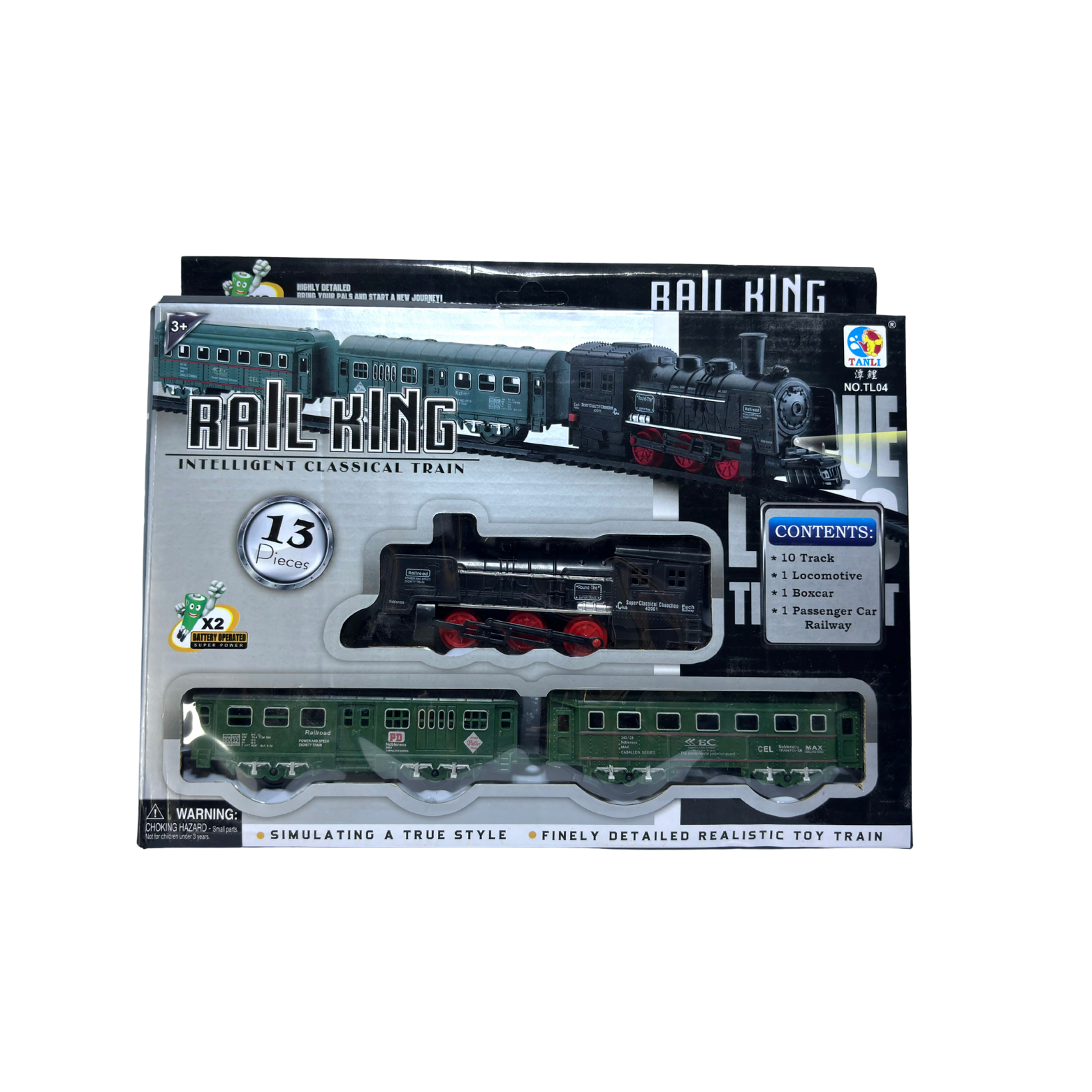 Black Electric Train Toy with Tracks Headlight Train with Black Engine Train Long Track Moving Old Engine Train Sets for Kids