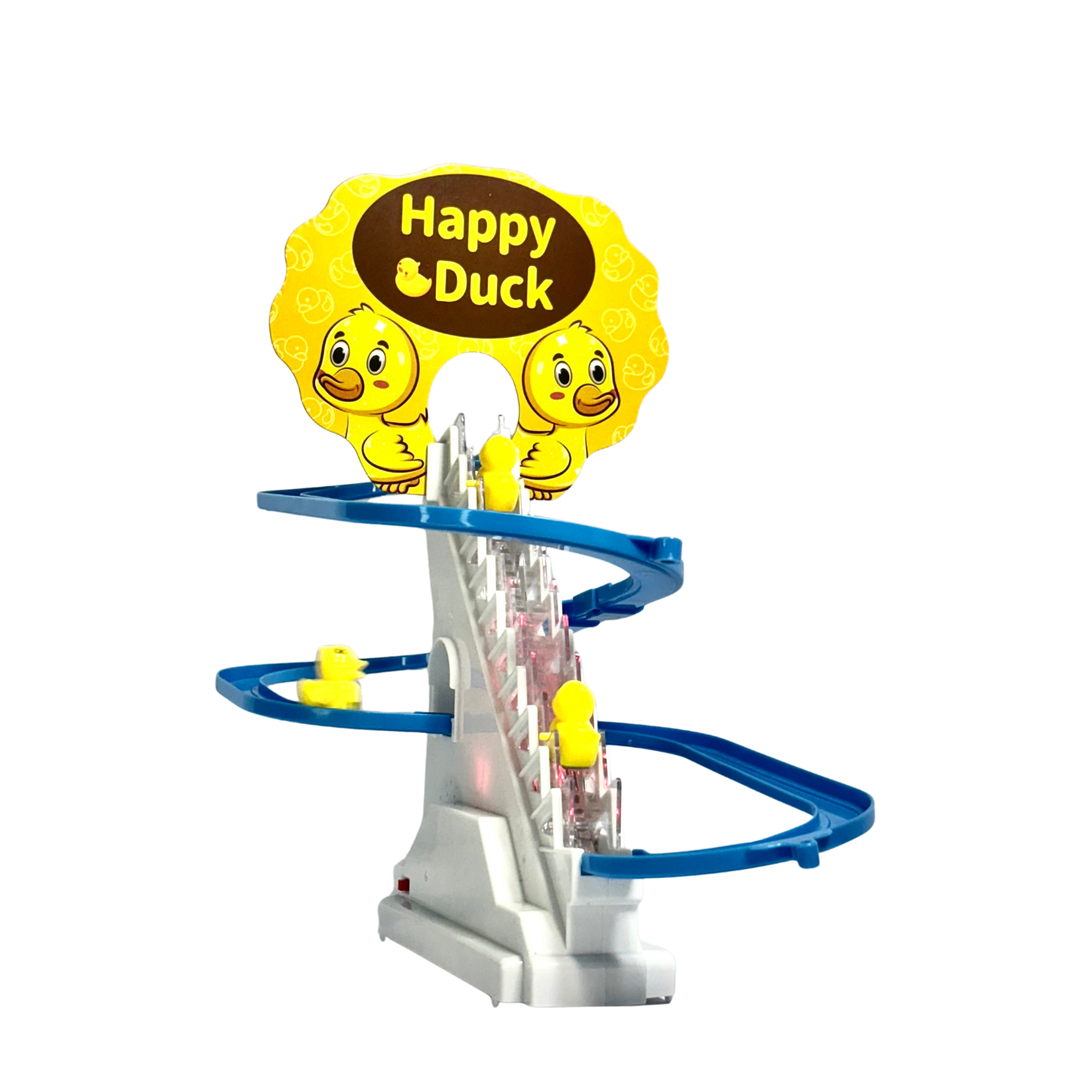 Electric Climbing Duck Toy with Slide With 3 Ducks , Stairs & Train Track – Small Ducks Toy for Kids, Battery Operated ,Electric Ducks Chasing Race Track Game , Roller Coaster To