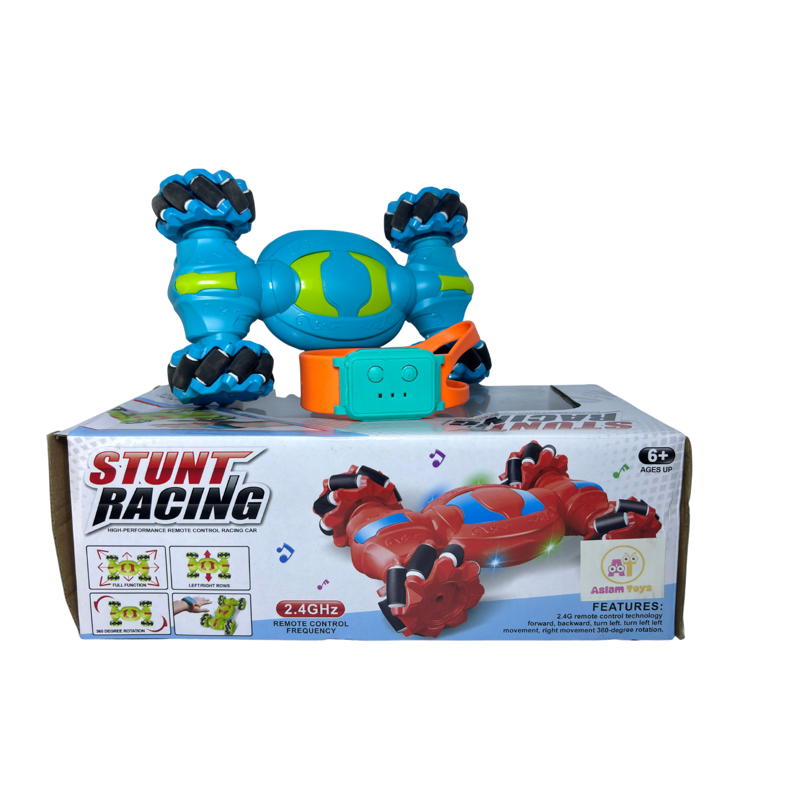 Sensor watch car Remote Control Car, Dual function, stunt racing car with light and music and 360 rotate stunt tires