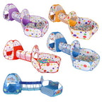3 in 1 Set Kids Tent Play Tunnel, Baby Ball Pit with Basketball Hoop, Tunnel Crawl playhouse( Free 50 Balls Included)
